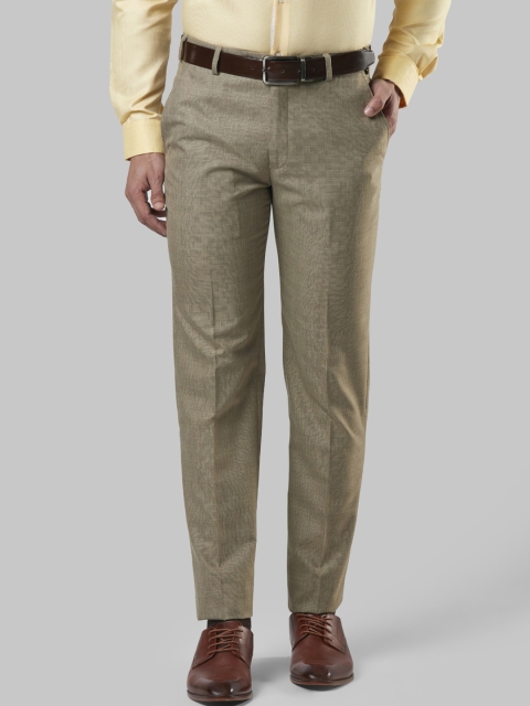

Next Look Men Khaki Checked Slim Fit Formal Trousers