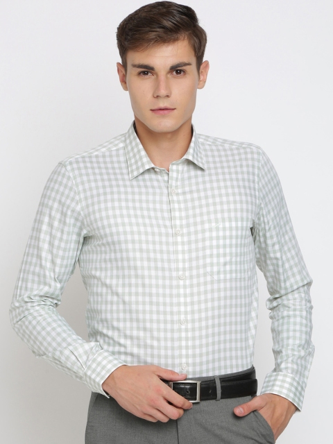 

Crocodile Men Green & White Slim Fit Checked Formal Shirt