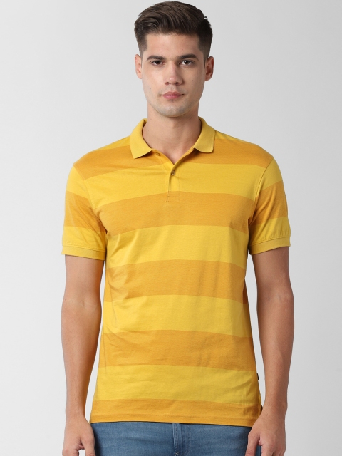 

Peter England Casuals Men Yellow & Orange Striped Slim-Fit Polo Collar T-shirt