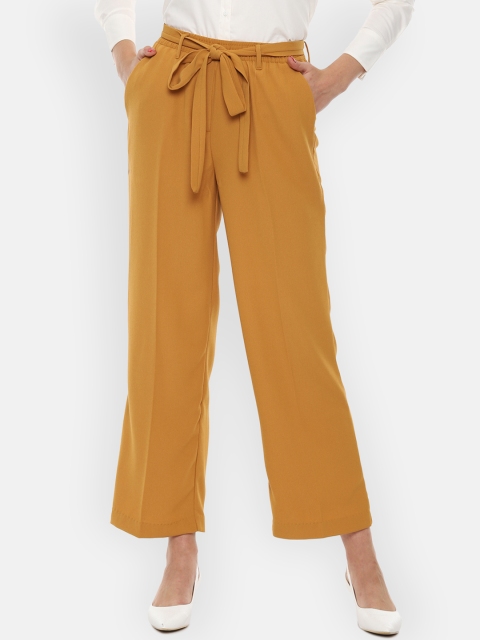 

Van Heusen Woman Mustard Yellow Regular Fit Solid Parallel Trousers