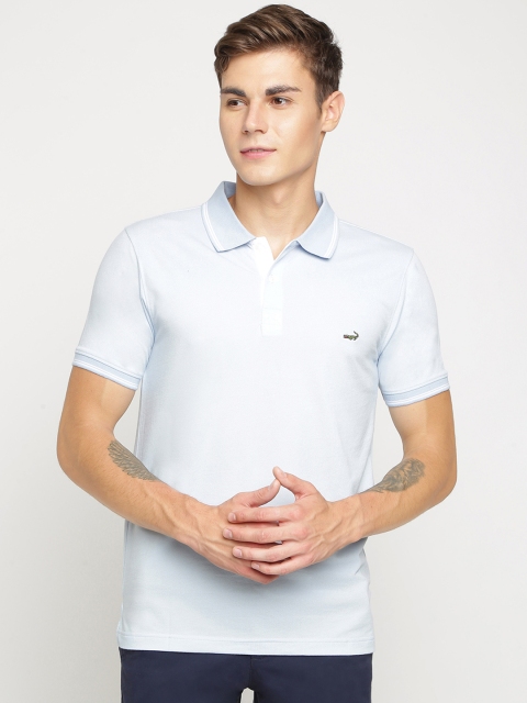 

Crocodile Men Blue Solid Polo Collar T-shirt
