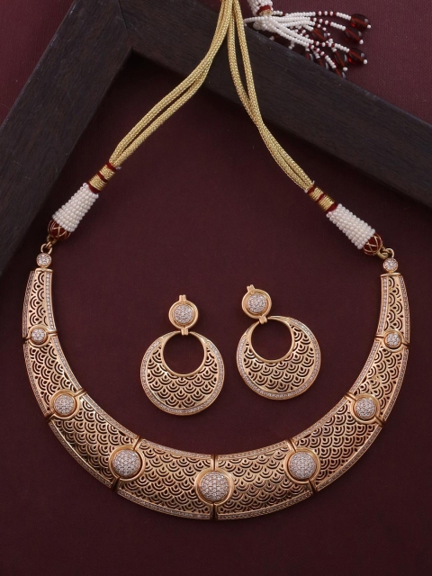 

Tistabene Women Gold-Plated and White Stone-Studded Jewellery Set