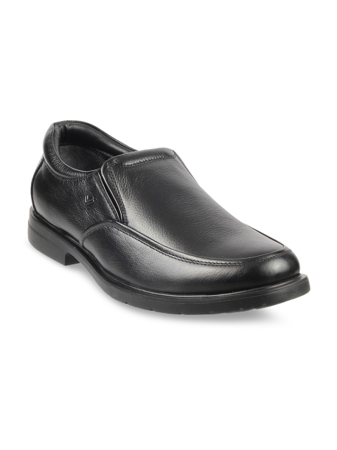 

DAVINCHI Men Black Solid Leather Formal Slip-On Shoe