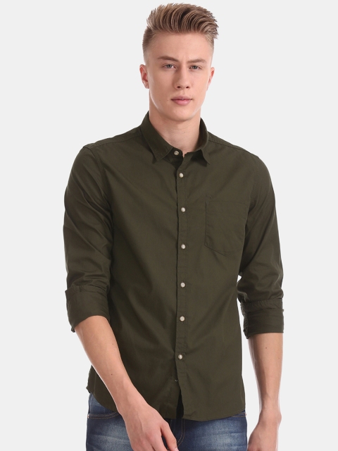 

Flying Machine Men Green Regular Fit Solid Casual Shirt