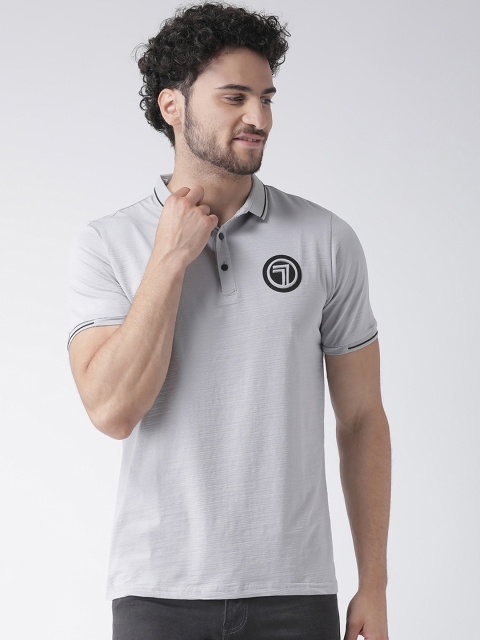 

Rex Straut Jeans Men Grey Solid Polo Collar T-shirt