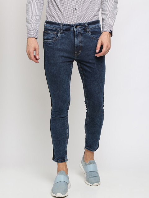 

Breakbounce Men Blue Skinny Fit Mid-Rise Clean Look Stretchable Cropped Jeans