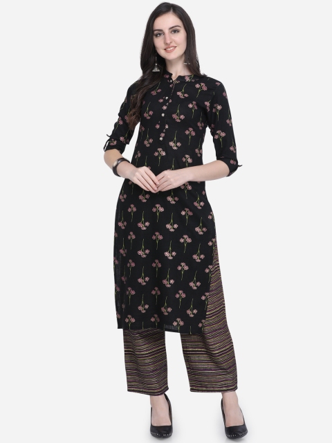 

Mirchi Fashion Women Black & Green Printed Kurta with Palazzos