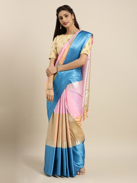 

Mitera Khaki & Purple Silk Blend Woven Design Kanjeevaram Saree