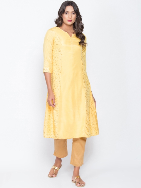 

Be Indi Women Yellow Printed A-Line Kurta