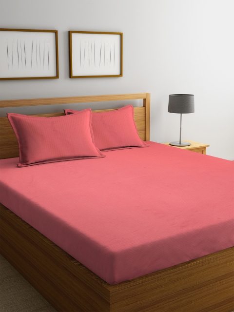 

Trident Pink Solid 300 TC Cotton 1 King Bedsheet with 2 Pillow Covers