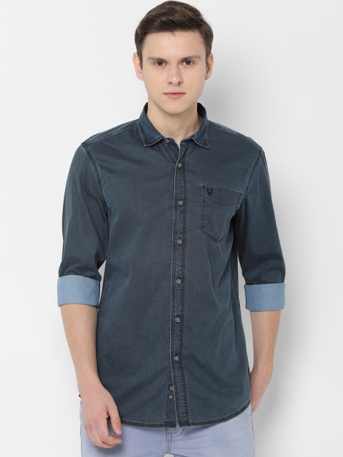 

Solly Jeans Co. Men Blue Regular Fit Solid Casual Shirt