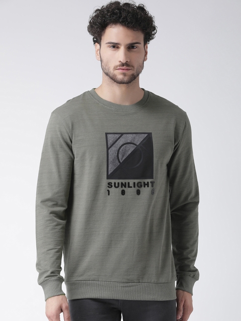 

Rex Straut Jeans Men Grey & Black Printed Sweatshirt