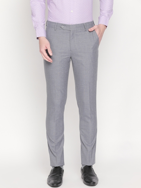 

RICHARD PARKER by Pantaloons Men Grey Regular Fit Self Design Formal Trousers
