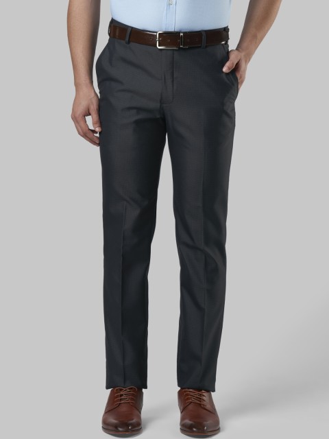 

Next Look Men Navy Blue Solid Slim Fit Formal Trousers