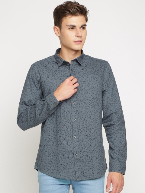 

Crocodile Men Teal Green Slim Fit Printed Casual Shirt