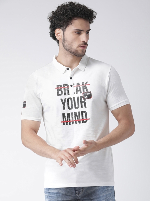 

Rex Straut Jeans Men White Printed Polo Collar T-shirt