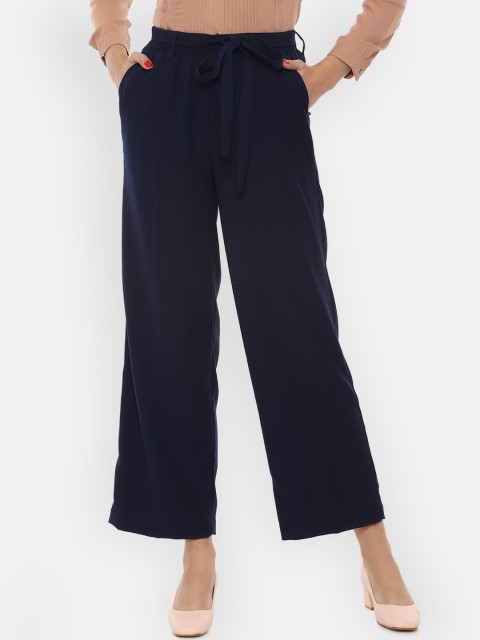 

Van Heusen Woman Navy Blue Regular Fit Solid Parallel Trousers