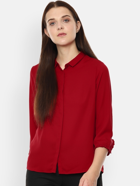 

Van Heusen Woman Women Red Regular Fit Solid Casual Shirt