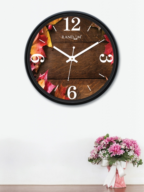 

RANDOM Coffee Brown & Yellow Round Printed 30 cm Analogue Wall Clock