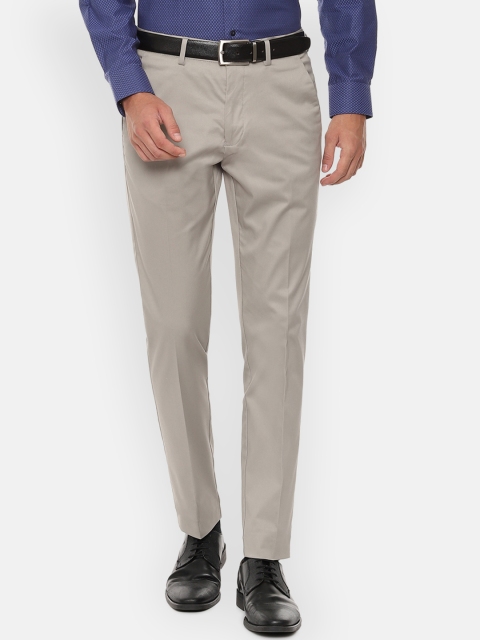 

Louis Philippe Men Beige Slim Fit Solid Formal Trousers