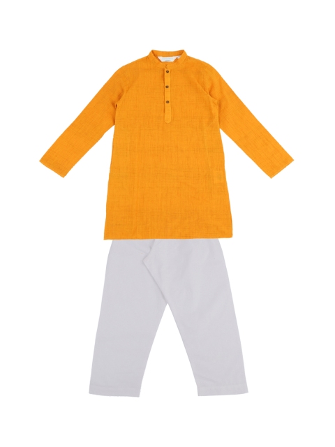 

Pantaloons Junior Boys Orange & White Solid Kurta with Pyjamas