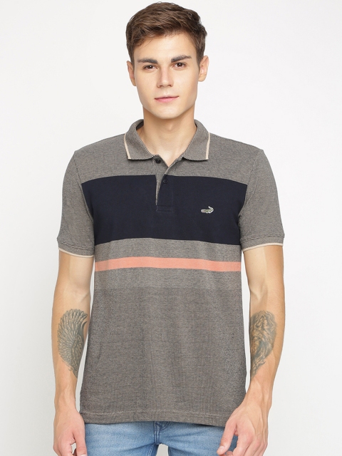 

Crocodile Men Beige Colourblocked Polo Collar T-shirt