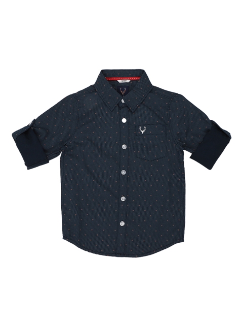 

Allen Solly Junior Boys Navy Blue & Off-White Printed Regular Fit Casual Shirt