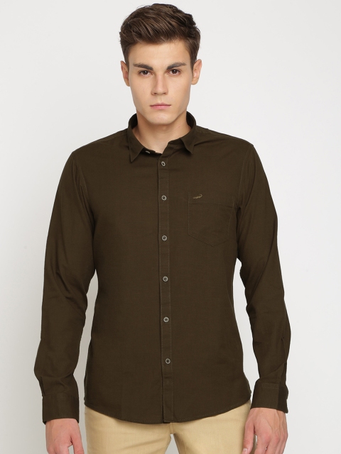 

Crocodile Men Brown Slim Fit Solid Casual Shirt