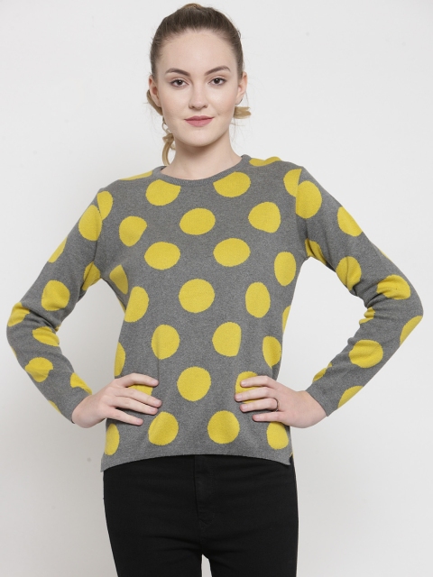 

Kalt Women Grey & Yellow Printed Sweater