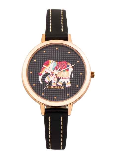 Chumbak Women Black Analogue Leather Watch 8907605072062