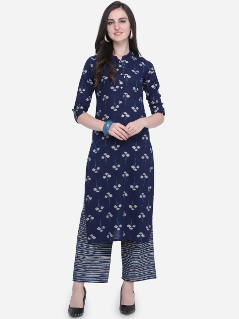 

Mirchi Fashion Women Navy Blue Printed Kurta with Palazzos