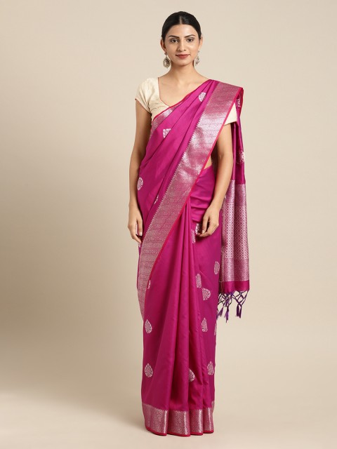 

Mitera Burgundy Silk Blend Woven Design Kanjeevaram Saree