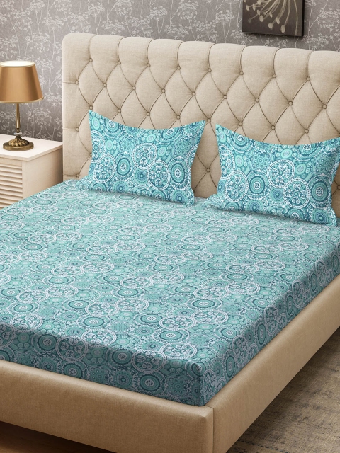 

Welspun Green Ethnic Motifs 104 TC Cotton 1 Queen Bedsheet with 2 Pillow Covers