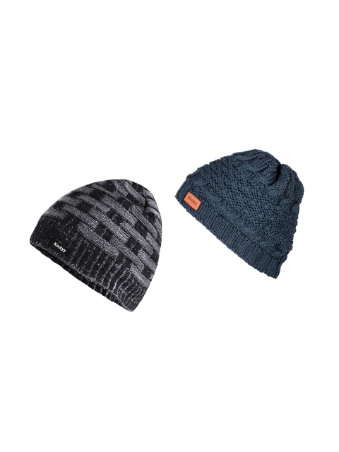 

Knotyy Men Pack of 2 Beanie, Grey
