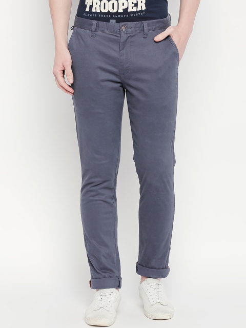 

Urban Ranger by pantaloons Men Blue Slim Fit Solid Regular Trousers