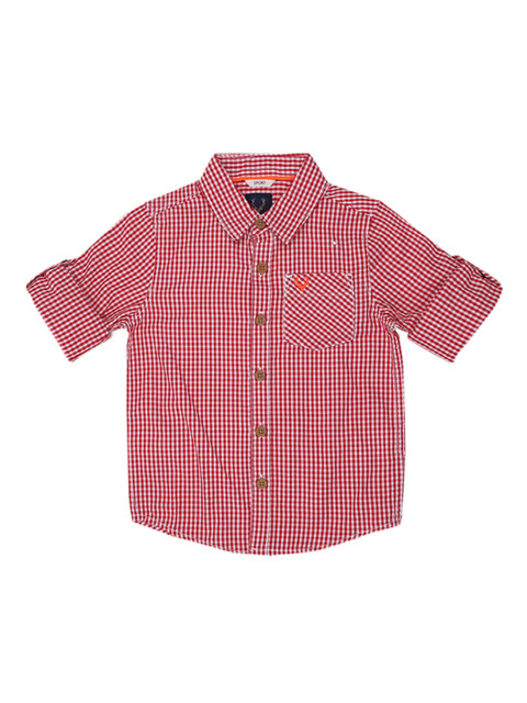 

Allen Solly Junior Boys Red & White Checked Regular Fit Casual Shirt