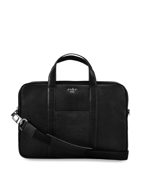 

Eske Men Black Solid Leather Laptop Bag