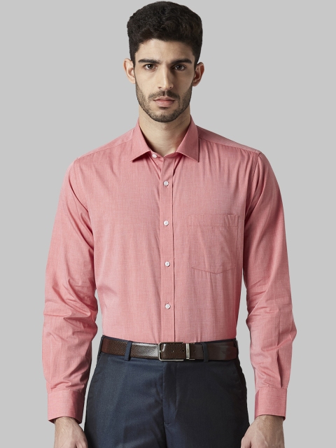 Park Avenue Men Peach-Coloured Solid Regular Fit Formal Shirt