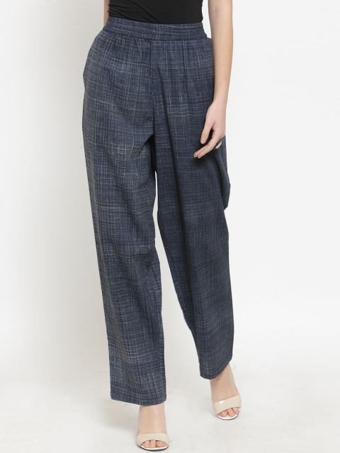 

Kiaasa Women Blue Slim Fit Solid Parallel Trousers