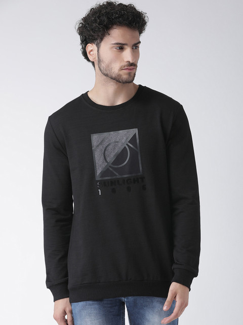 

Rex Straut Jeans Men Black & Grey Printed Sweatshirt
