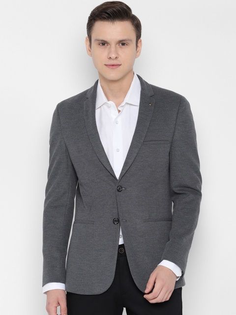 

Allen Solly Men Grey Self-Design Slim-Fit Single-Breasted Blazer