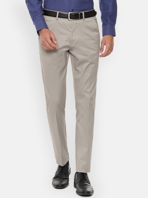 

Louis Philippe Men Beige Slim Fit Solid Formal Trousers