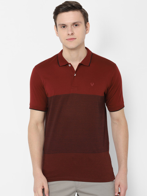 

Allen Solly Men Maroon Colourblocked Polo Collar T-shirt