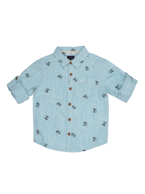 

Allen Solly Junior Boys Blue & Black Printed Regular Fit Casual Shirt