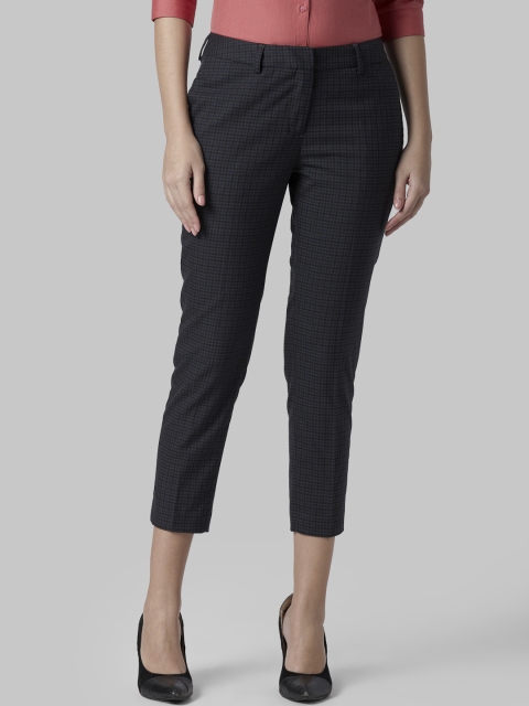 

Park Avenue Woman Women Black Tapered Fit Checked Regular Trousers