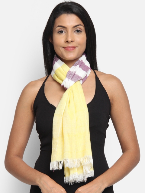 

Anekaant Women Yellow Striped Stole
