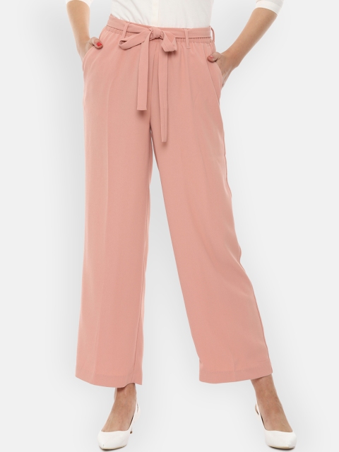 

Van Heusen Woman Pink Regular Fit Solid Parallel Trousers