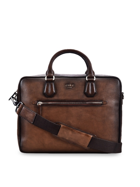 

Eske Men Tan Brown Solid Leather Laptop Bag