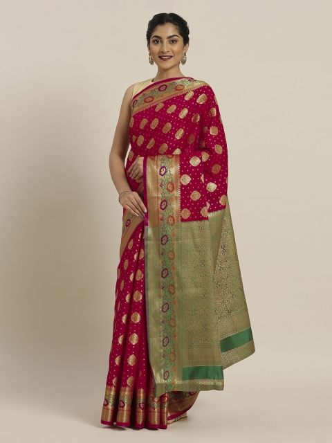 

Mitera Red Silk Cotton Woven Design Banarasi Saree