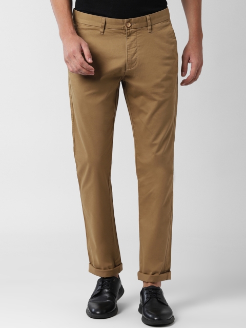 

Peter England Casuals Men Khaki Slim Fit Solid Regular Trousers
